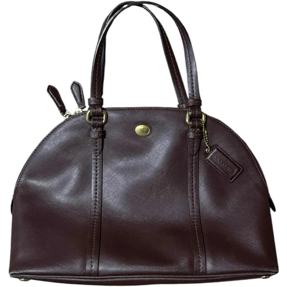 Coach Peyton Leather Cora Domed Satchel Purse